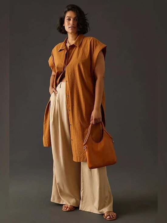 Anthropologie Tops - Anthropologie Rust-Orange Button-Front Sleeveless Tunic